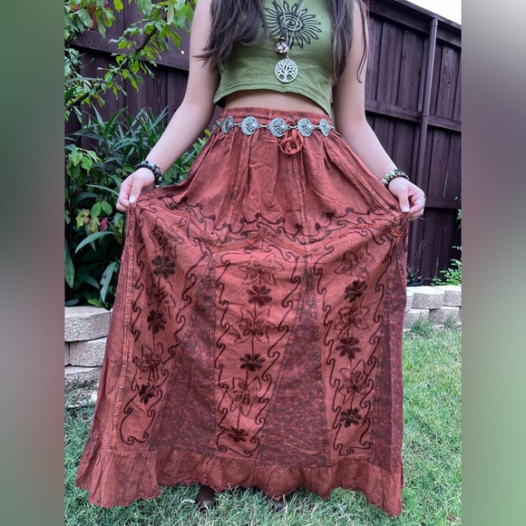 Rustic Patchwork Embroidered Boho Skirt - Picture 2 of 16